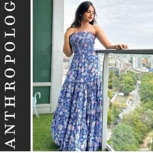 NWT Abel the Label blue floral strapless maxi dress